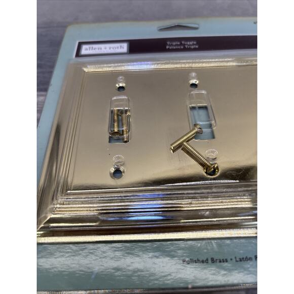 Allen+Roth Triple Toggle Wall Plate 0140209 Polished Brass Finish {1} - Picture 5 of 10